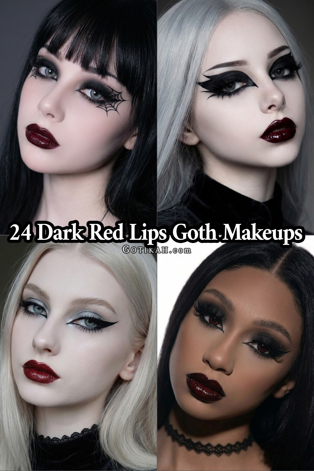 dark red lips gothic makeup ideas